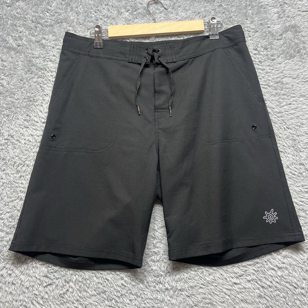 UV Skinz Shorts Mens Large Black Swim Boardshorts 7" Inseam‎ Beach Surf Fishing